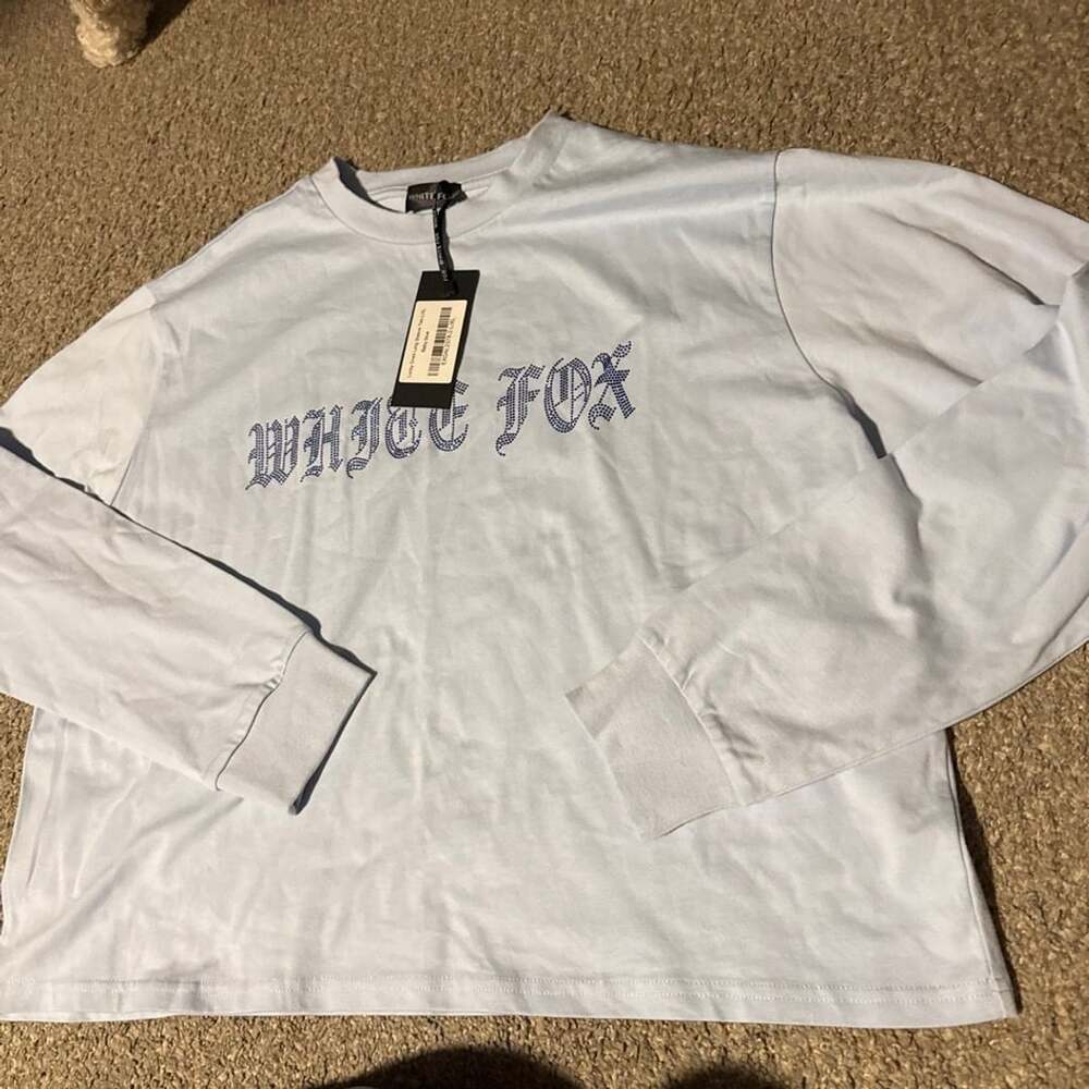 White Fox Lucky Ones Long Sleeve Tee Size L/XL Baby Blue
